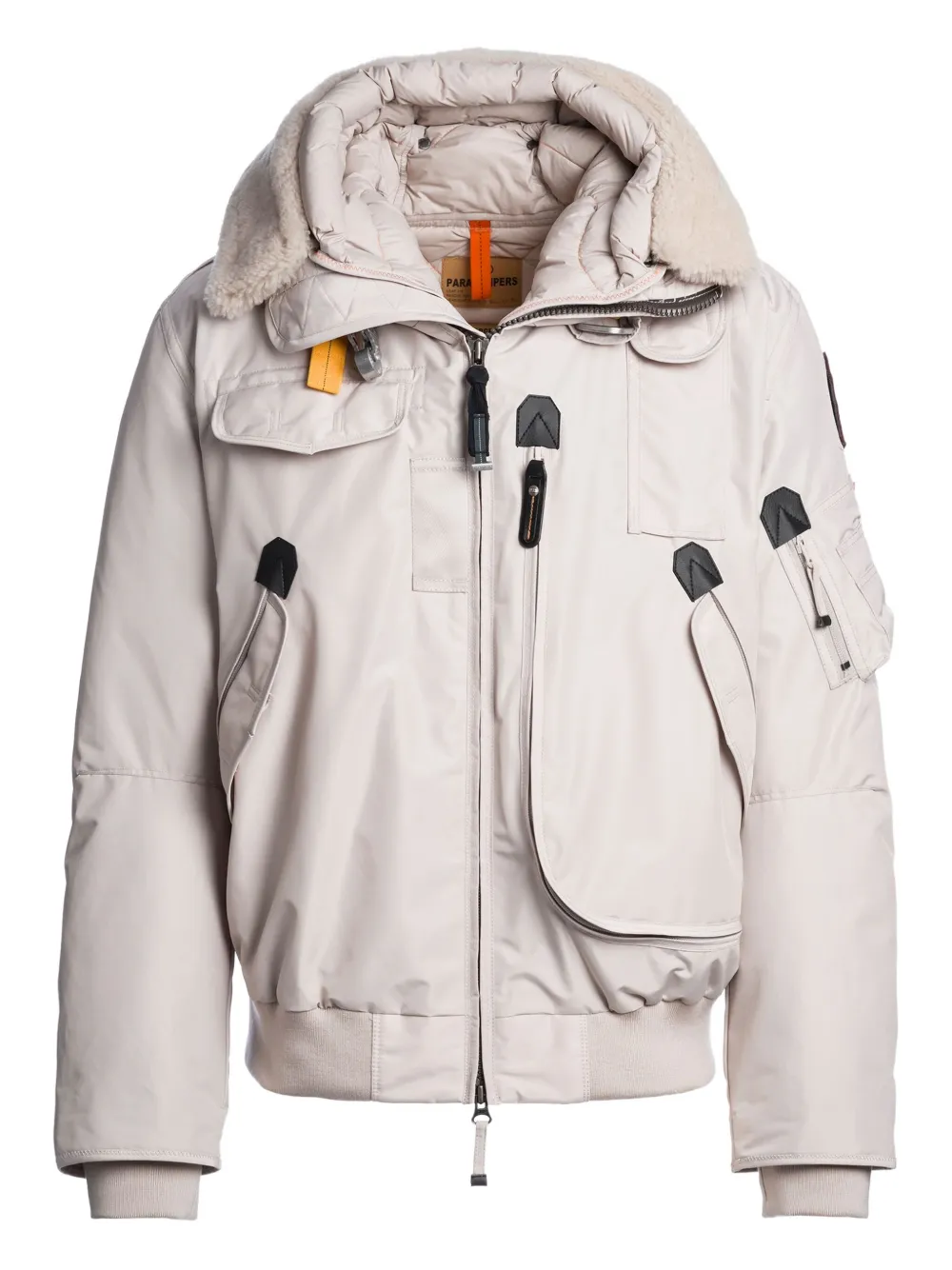 Parajumpers Shearling-collar Hooded Bomber Jacket In Gray