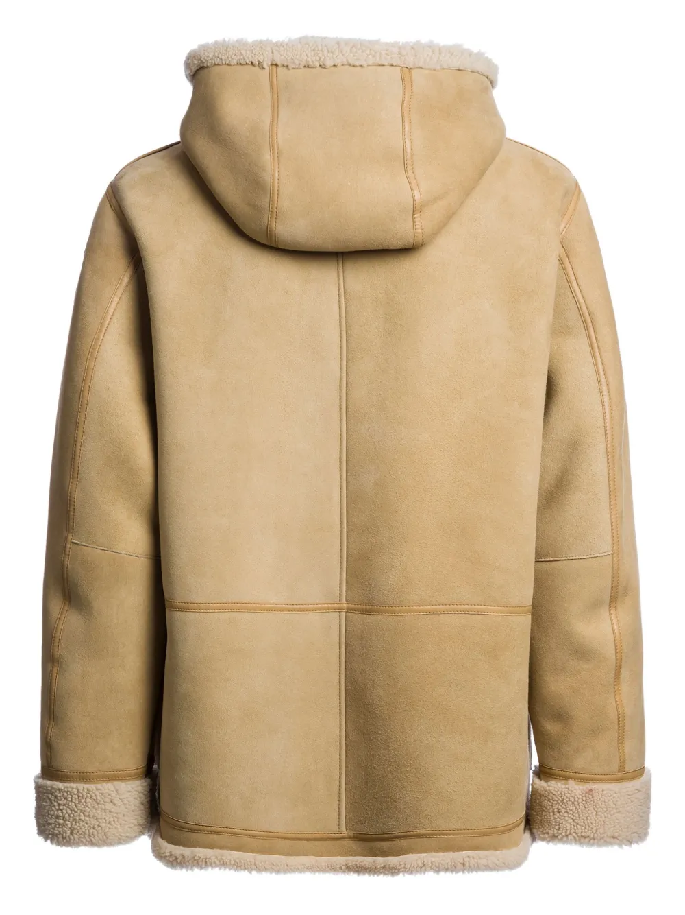 Parajumpers Hooded Suede Sheepskin Jacket In Neutral