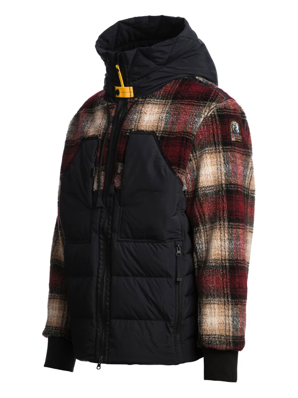 Parajumpers Plaid-panel Quilted Jacket In Blue