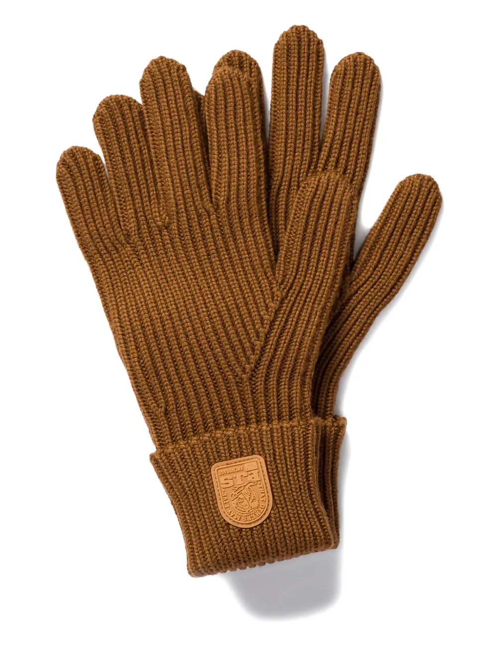 Parajumpers Ribbed-knit Leather-patch Gloves In Brown