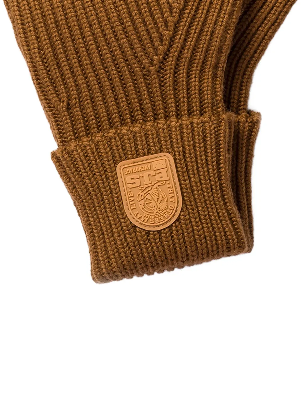 Parajumpers Ribbed-knit Leather-patch Gloves In Brown