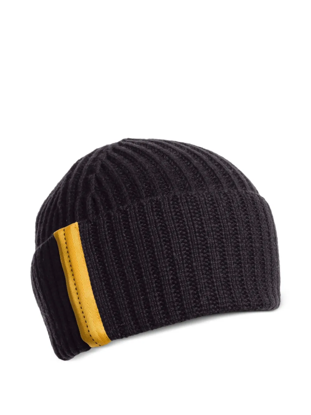 ribbed leather-detail beanie