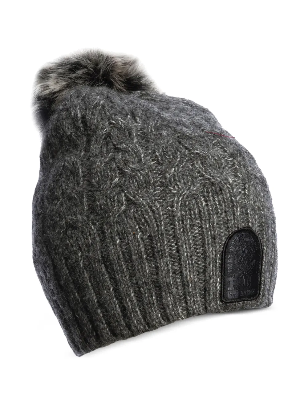 cable-knit pom-pom hat