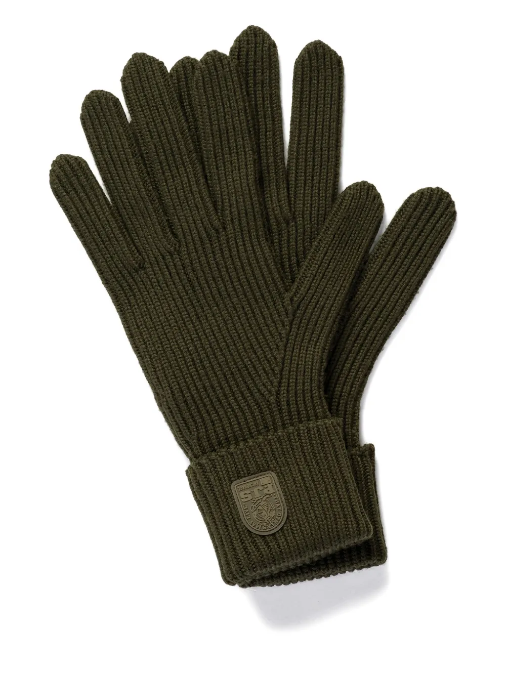 Parajumpers Ribbed-knit Logo-patch Gloves In Green