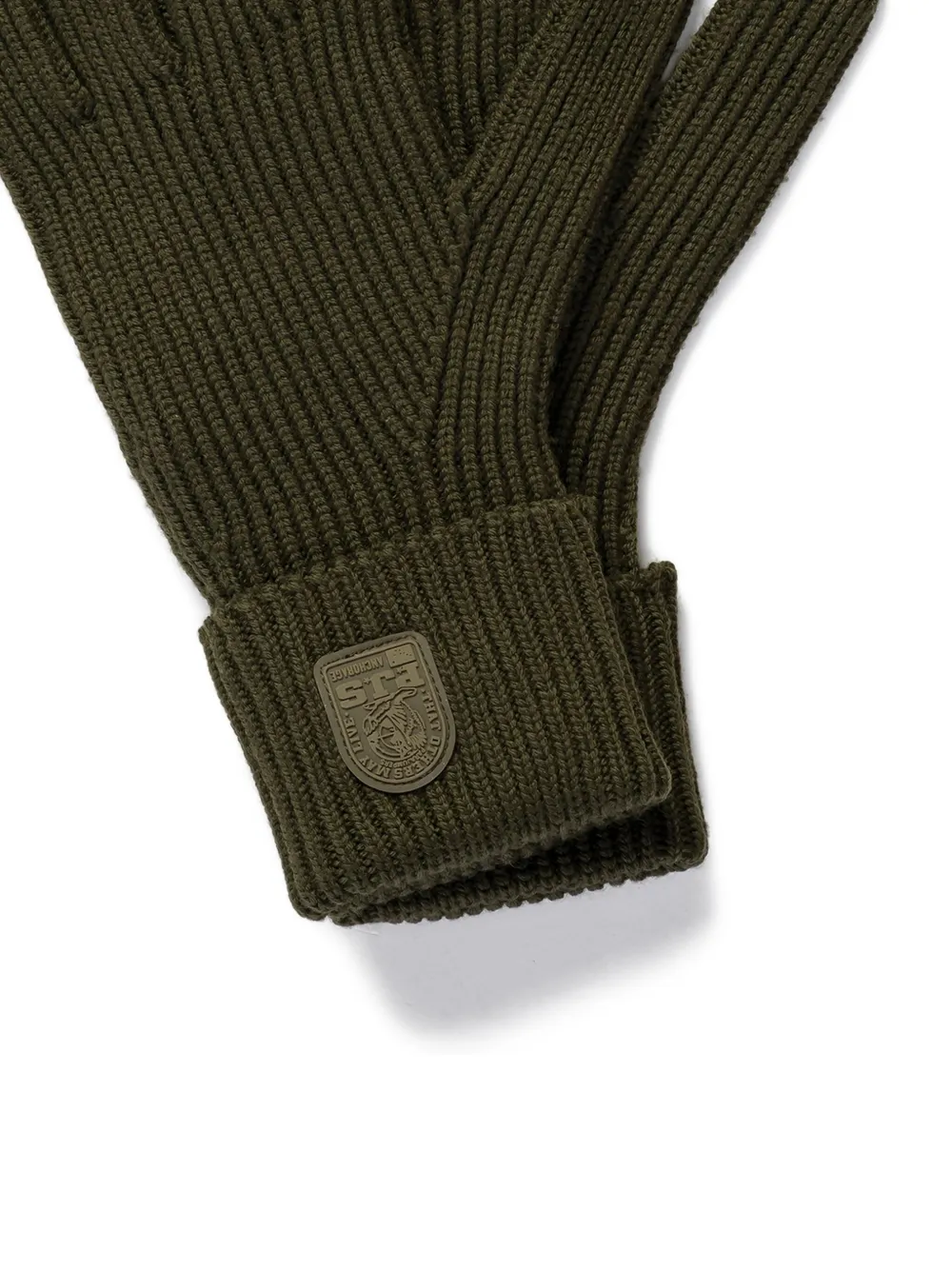 Parajumpers Ribbed-knit Logo-patch Gloves In Green
