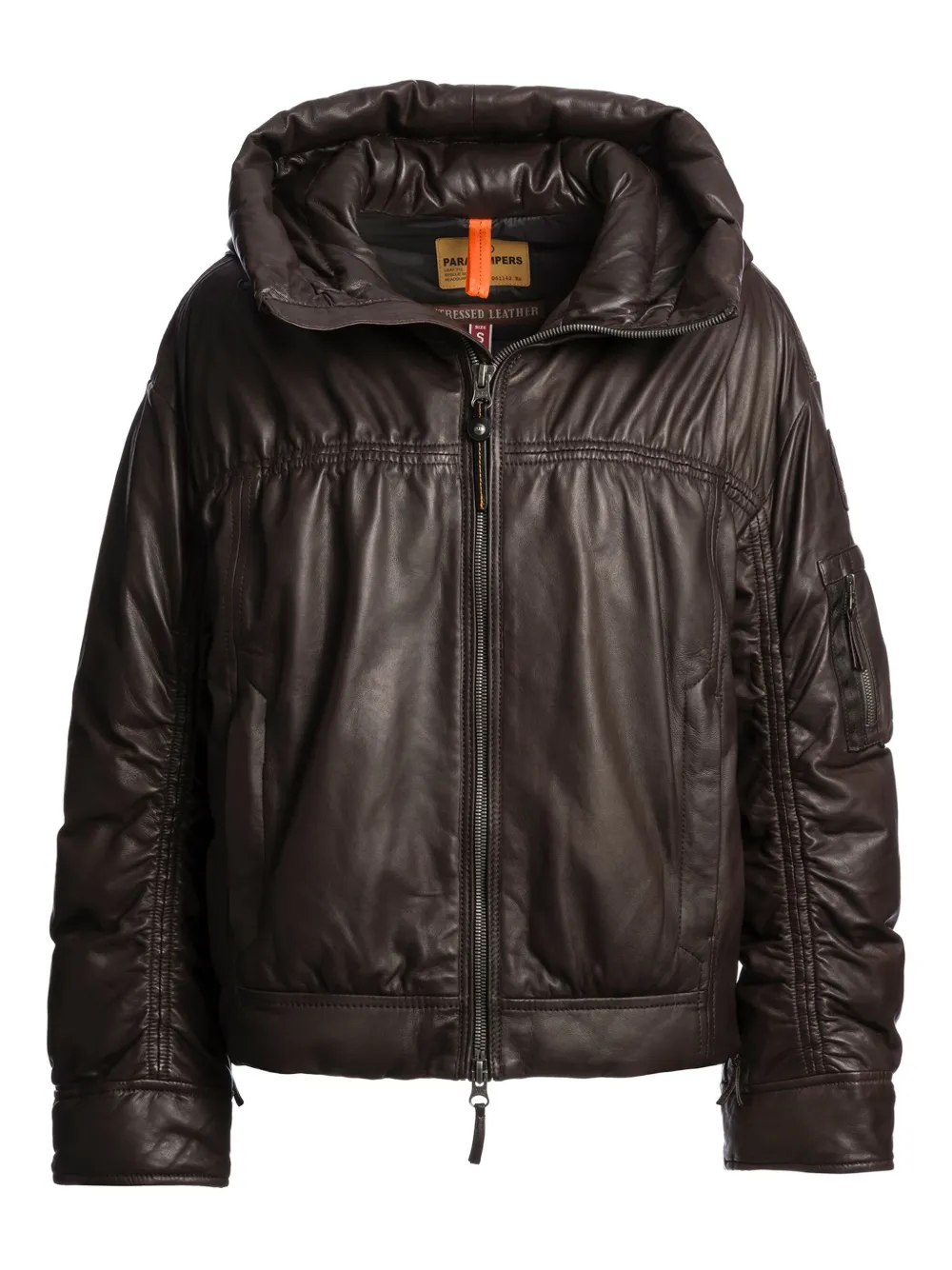 Parajumpers Gracia Leather Jacket In Brown
