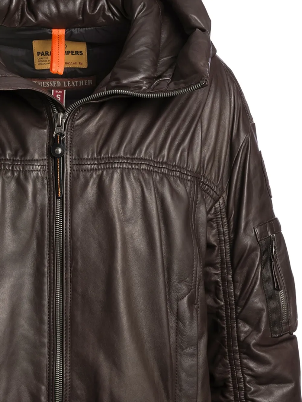 Parajumpers Gracia Leather Jacket In Brown