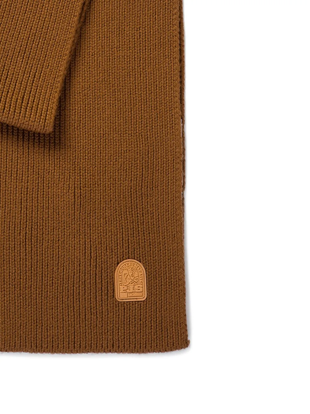 Parajumpers Merino-wool Logo-plaque Scarf In Brown