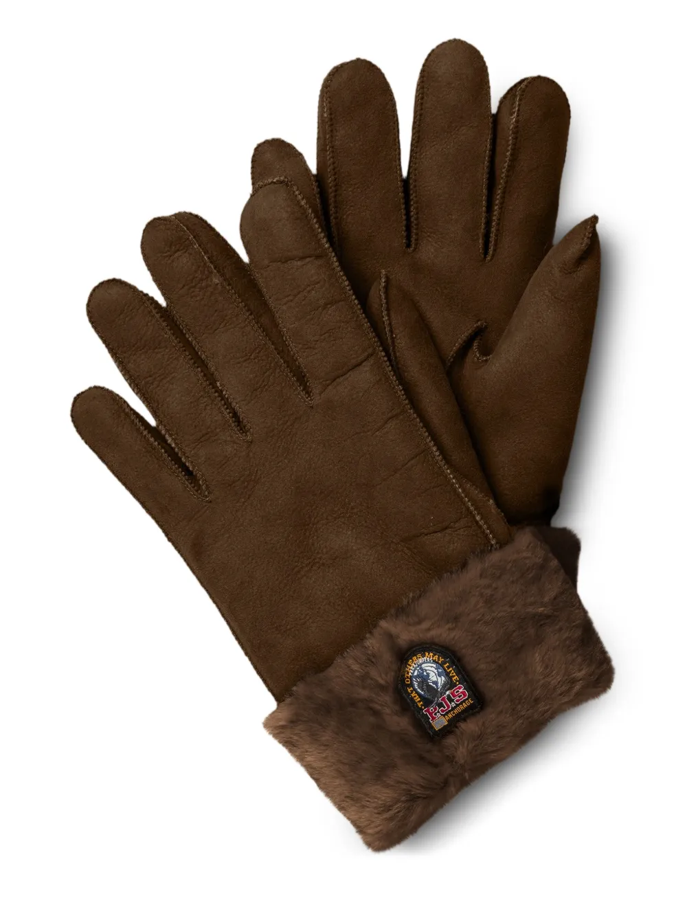 Parajumpers leather fur-trimmed gloves | Brown | Image 1