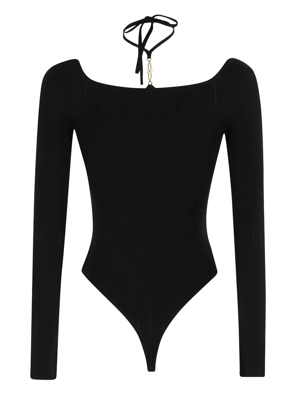 Elisabetta Franchi chain-neck ribbed bodysuit Zwart