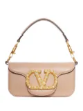Valentino Garavani VLogo pearl-embellished leather shoulder bag - Neutrals