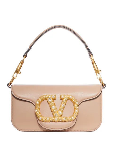 Valentino Garavani VLogo pearl-embellished leather shoulder bag