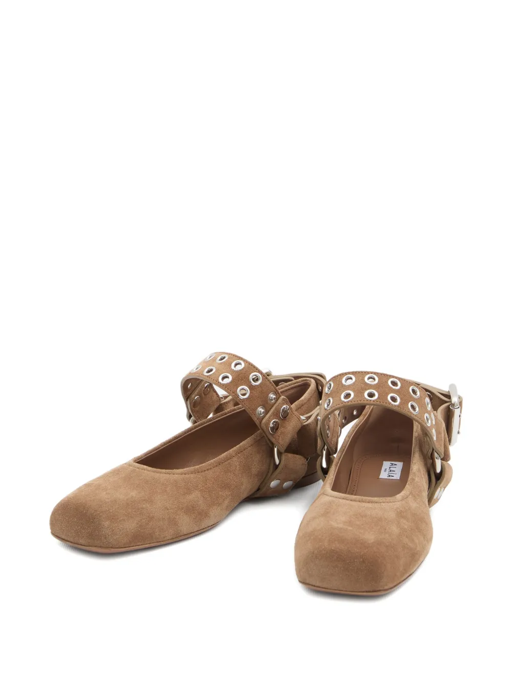 Alaïa Umber buckle-detail biker ballet flats | Image 2