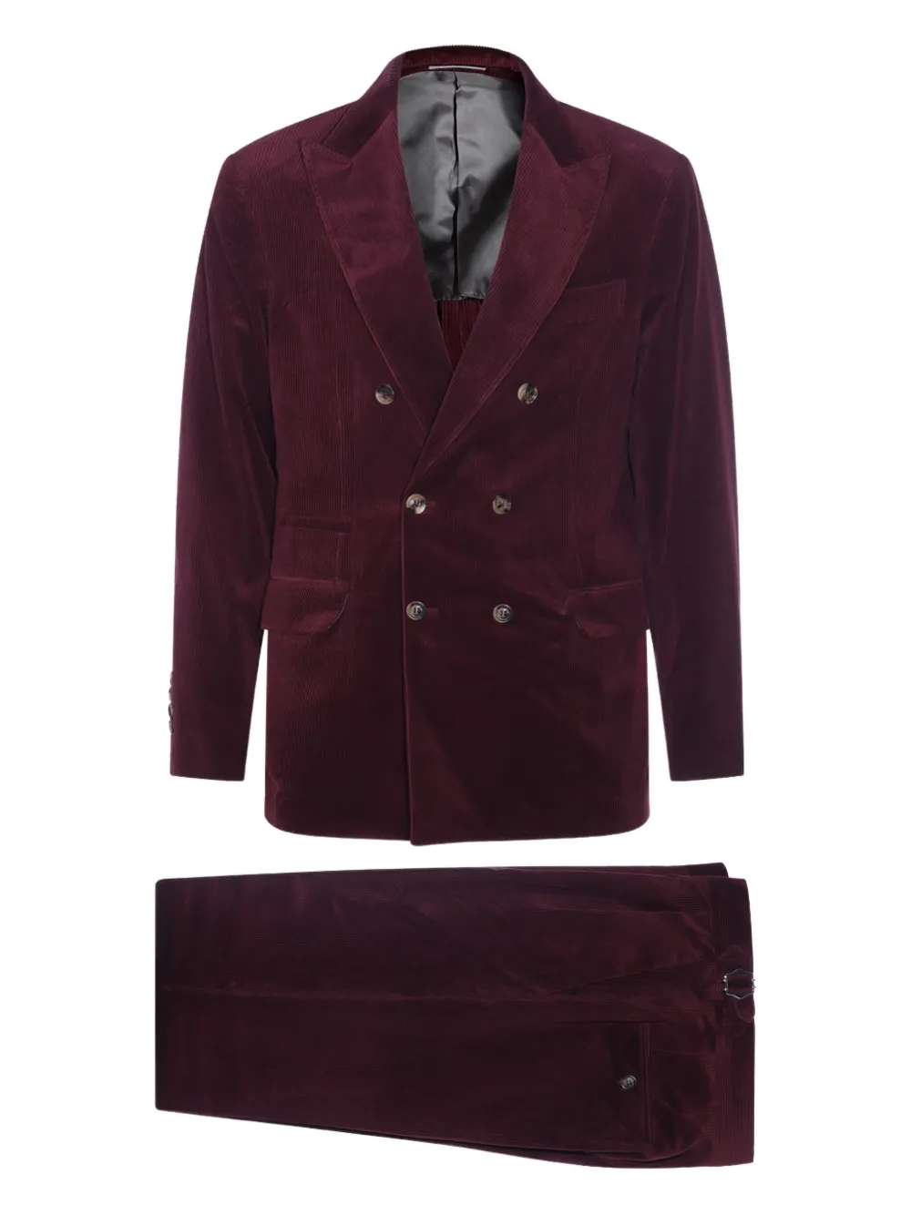 Brunello Cucinelli corduroy double-breasted suit | Red | Image 1