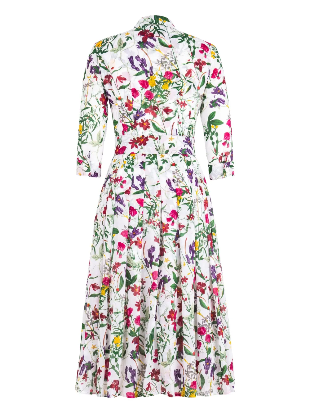 Samantha Sung Audrey midi-jurk met bloemenprint en plooien Wit