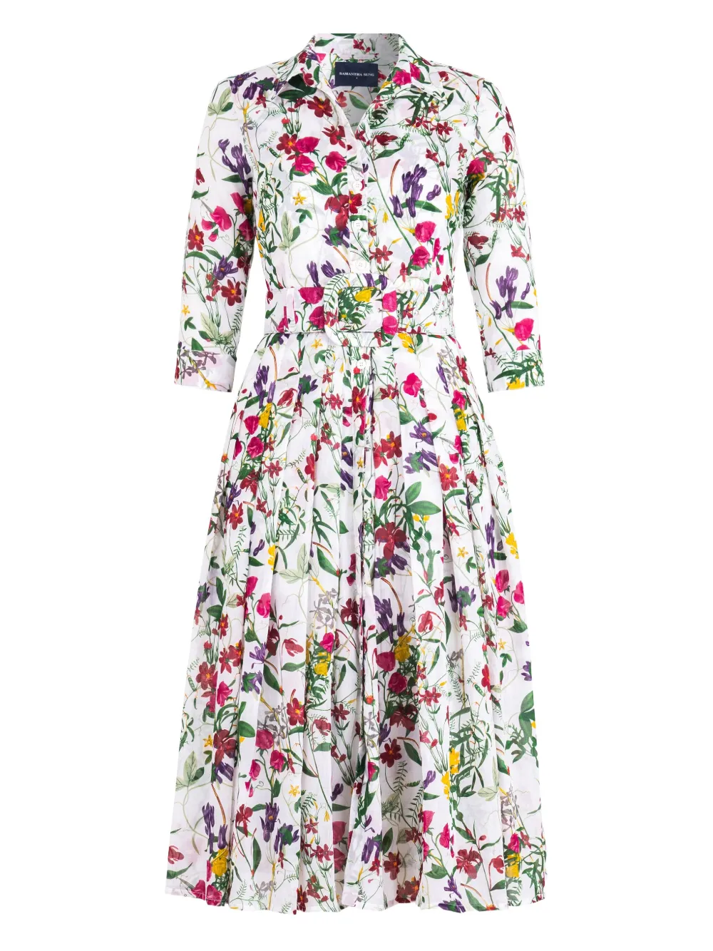 Samantha Sung Audrey midi-jurk met bloemenprint en plooien Wit