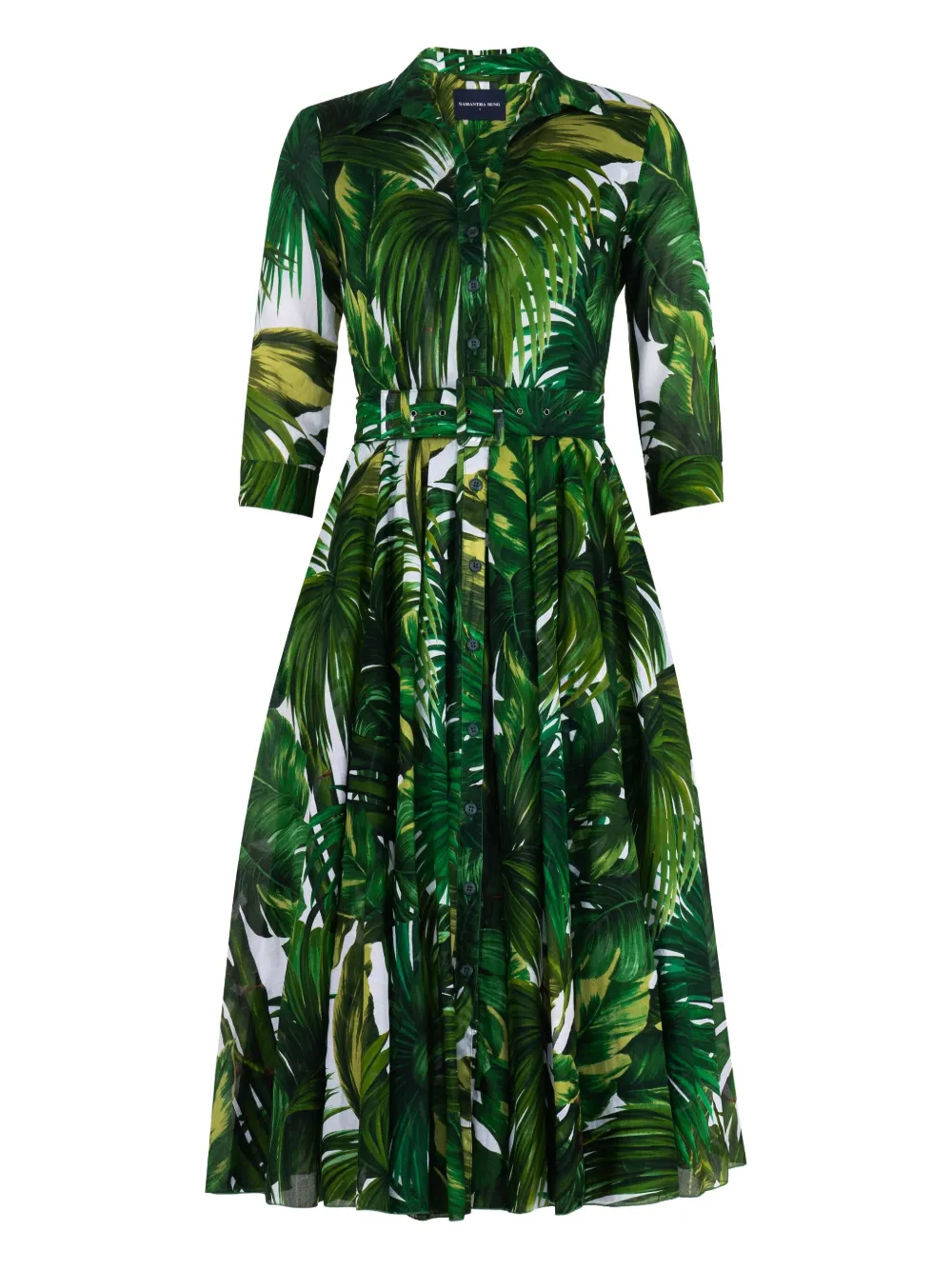Samantha Sung Aster midi-jurk met palmboomprint Groen