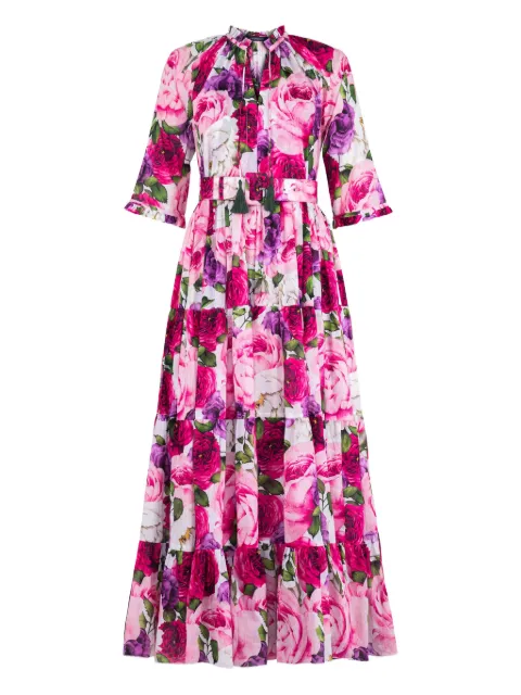 Samantha Sung Eva rose-print tiered midi dress