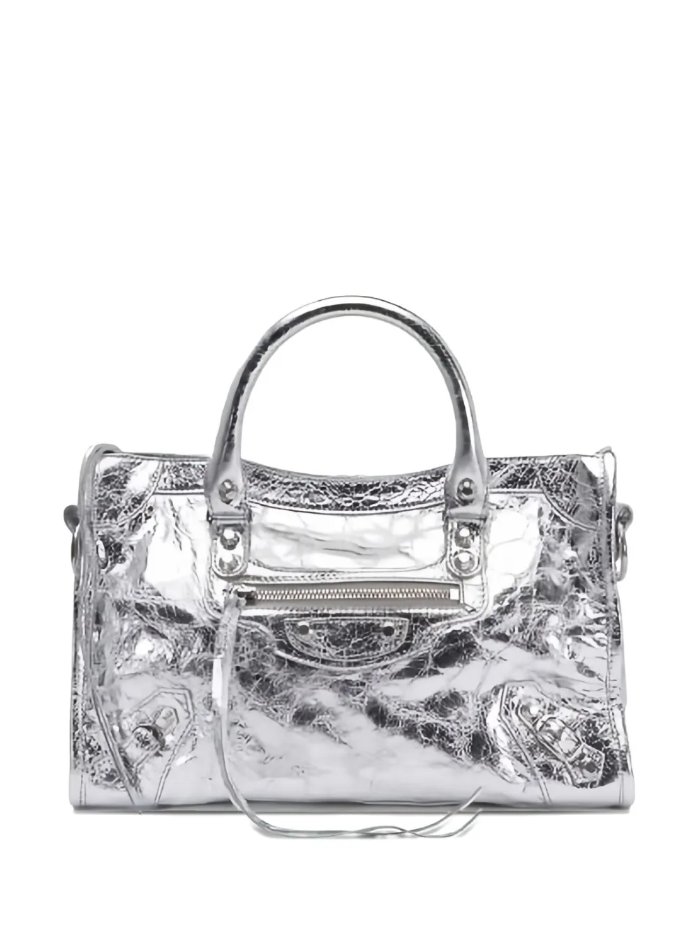 Balenciaga Le City metallic leren shopper Zilver