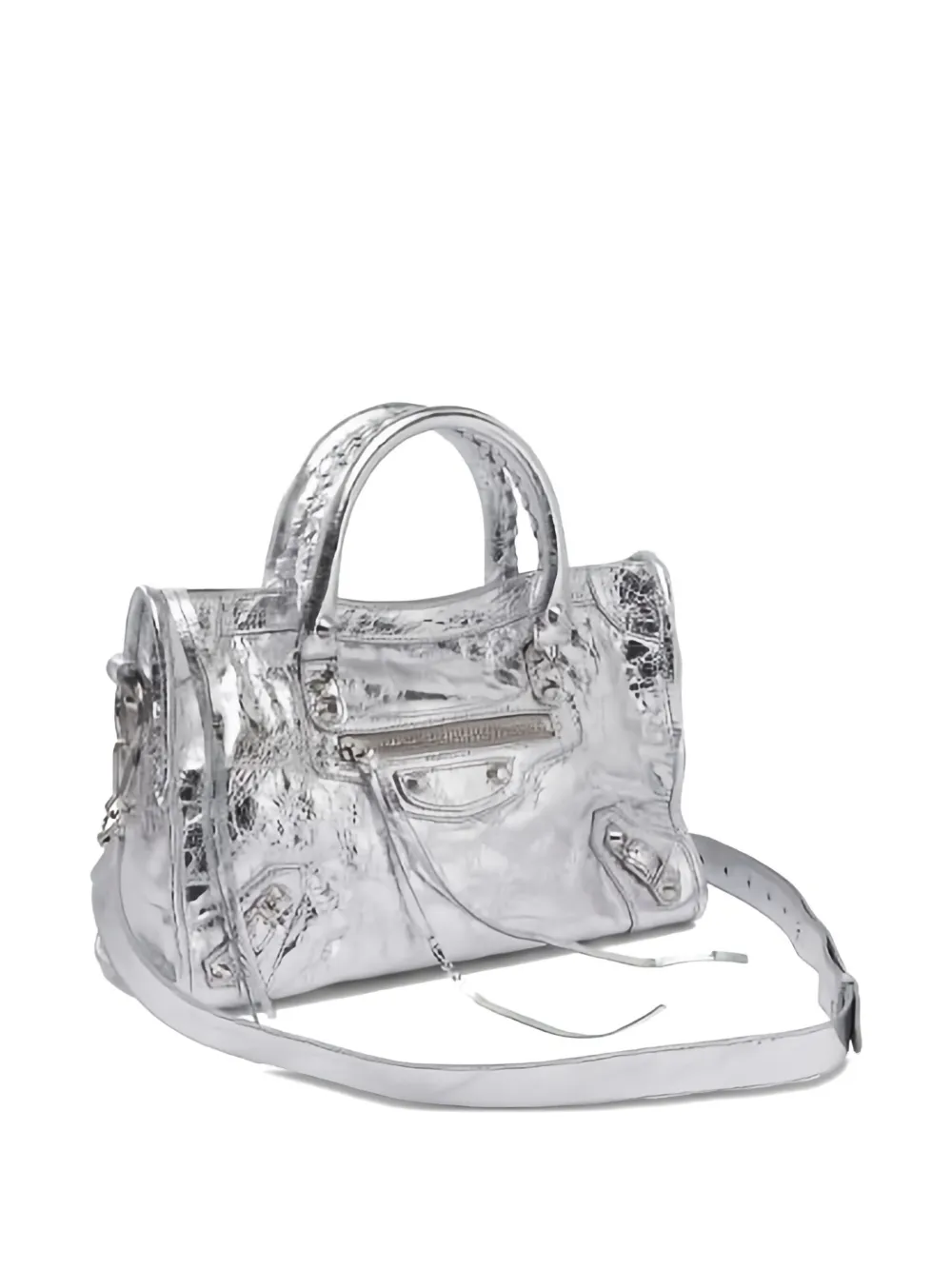 Balenciaga Le City metallic leren shopper - Zilver