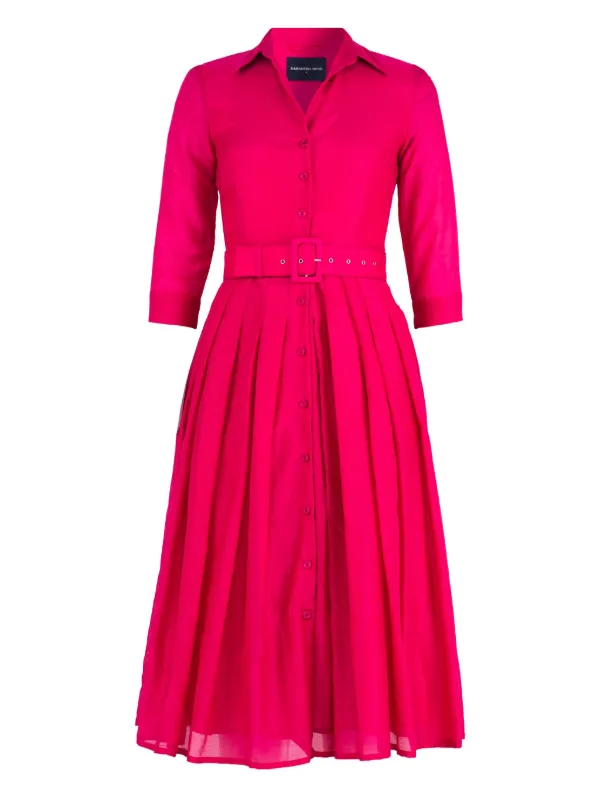 Samantha Sung Audrey Belted Pleated Midi Dress - Pink Samantha Sung Audrey Belted Pleated Midi Dress - Pink