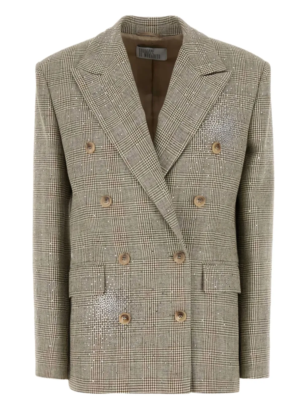 Giuseppe Di Morabito crystal-embellished checked blazer Grijs