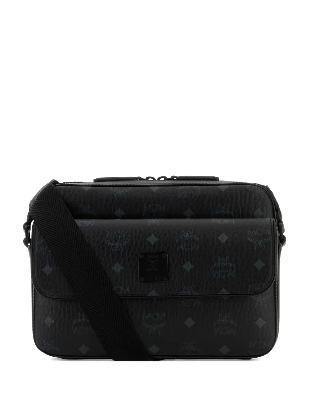 MCM Aren monogram-printed canvas messenger bag | Black | Image 1