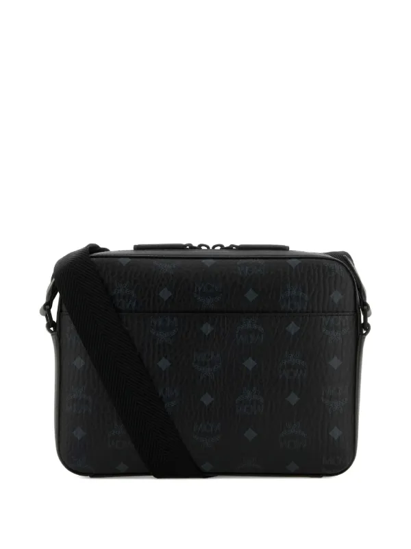 MCM Aren monogram-printed Canvas Messenger Bag | Black