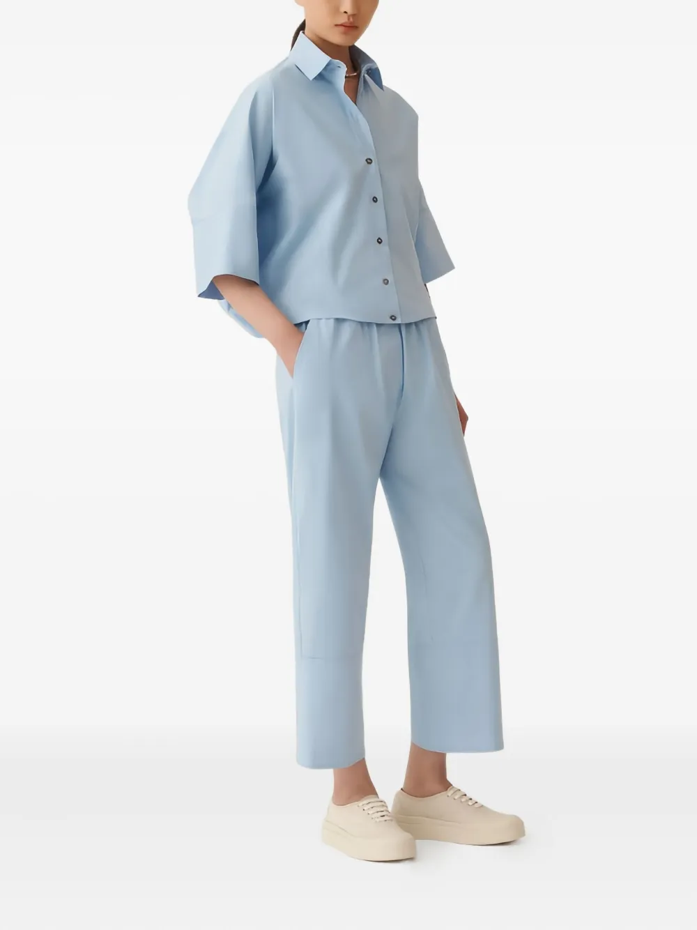 Fabiana Filippi elasticated-hem boxy shirt - Blauw