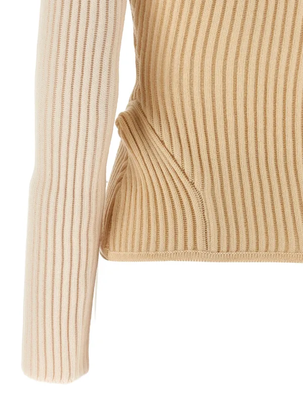 Jean Paul Gaultier Ribbed Corset Sweater | White | FARFETCH