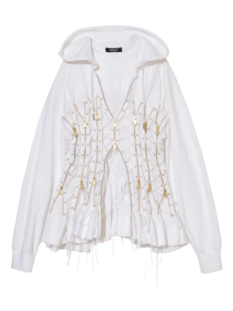 Undercover lace-up zip-fastening hoodie