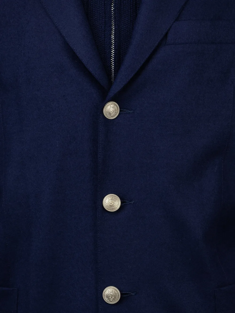 Eleventy Wollen blazer met gebreide mouwen Blauw