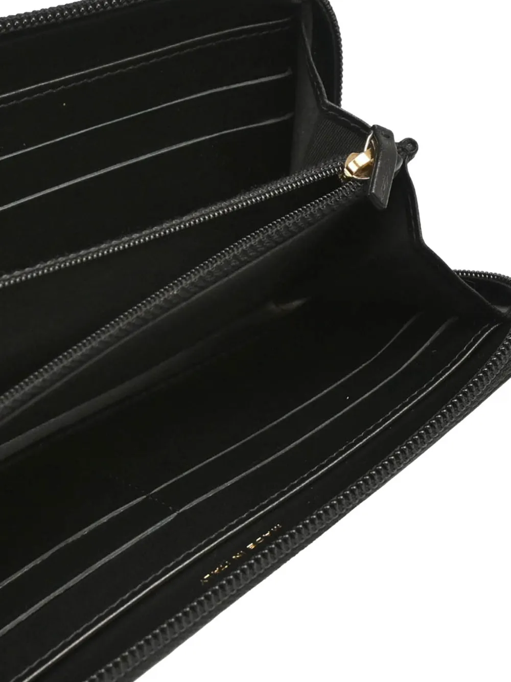 Pre-owned Chanel 2018 Embossed Interlocking Cc Logo Zip Wallet In Black