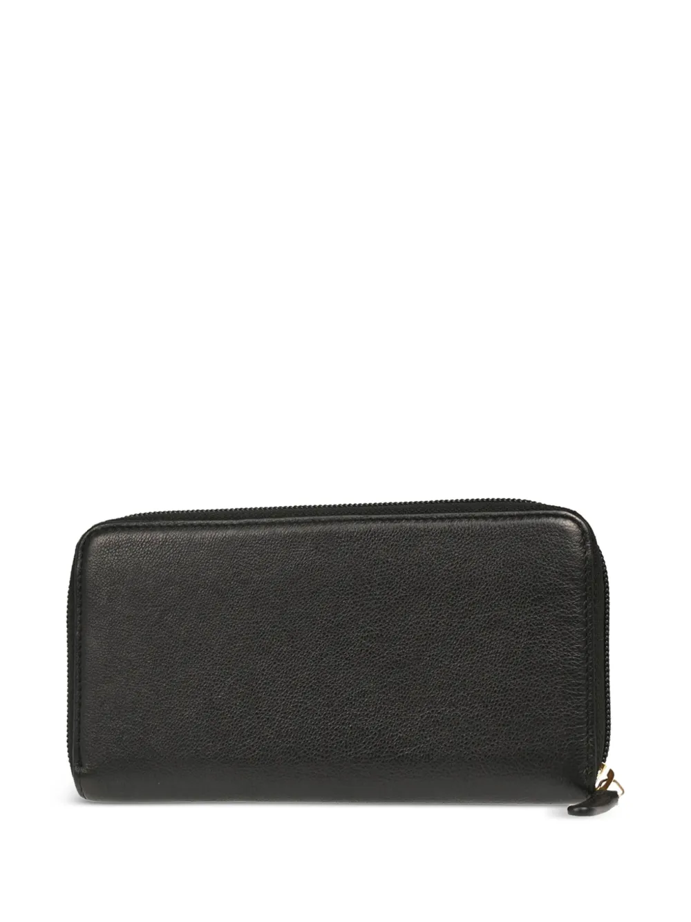 Pre-owned Chanel 2018 Embossed Interlocking Cc Logo Zip Wallet In Black
