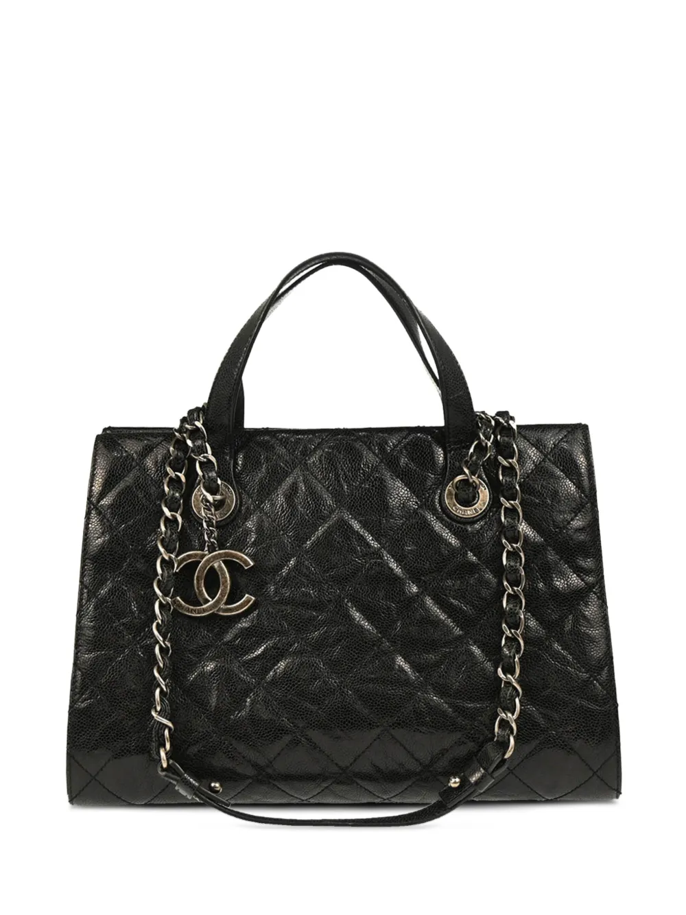 CHANEL Pre-Owned 2014 ダイヤ マトラッセ チェーン ハンドバッグ - ブラック CHANEL Pre-Owned 2014 ダイヤ マトラッセ チェーン ハンドバッグ - ブラック