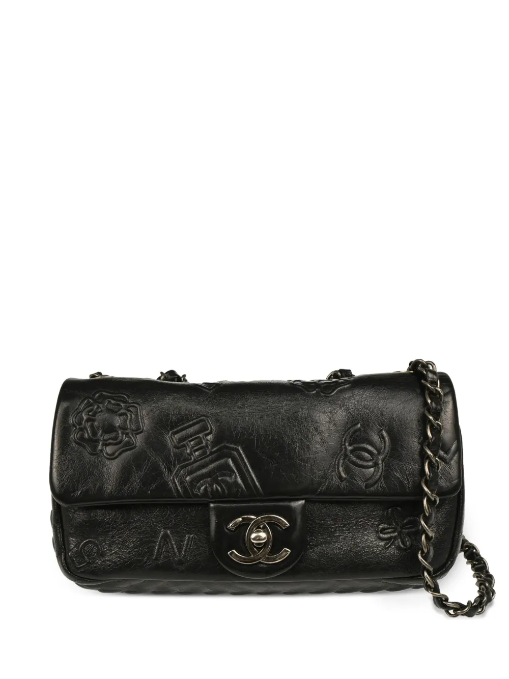 CHANEL Pre-Owned 2014 スモール エンボスアイコン ショルダーバッグ - ブラック CHANEL Pre-Owned 2014 スモール エンボスアイコン ショルダーバッグ - ブラック