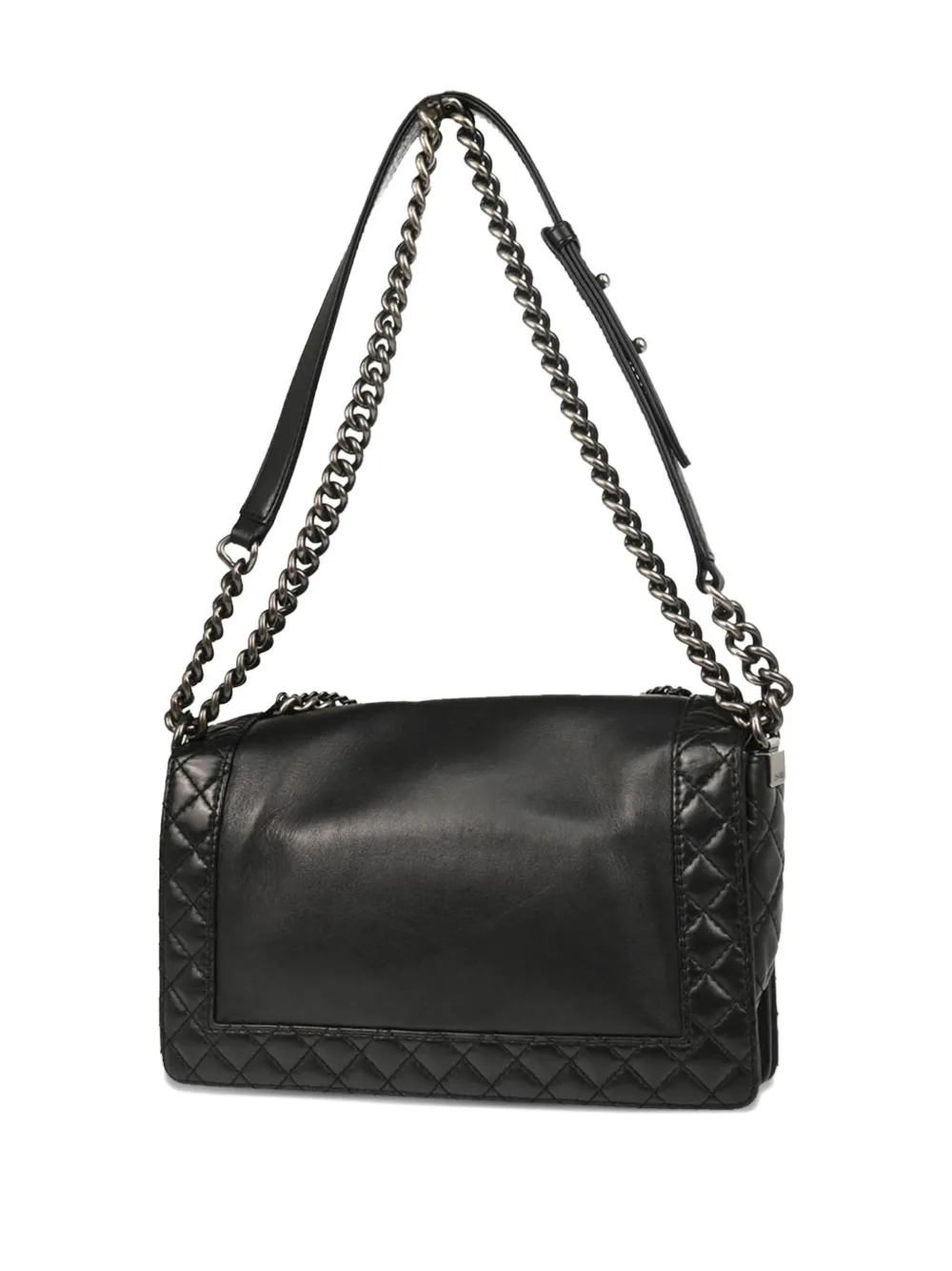 Pre-owned Chanel 2014 Medium Boy Reverso  Quilted Lambskin Shoulder Bag In Black
