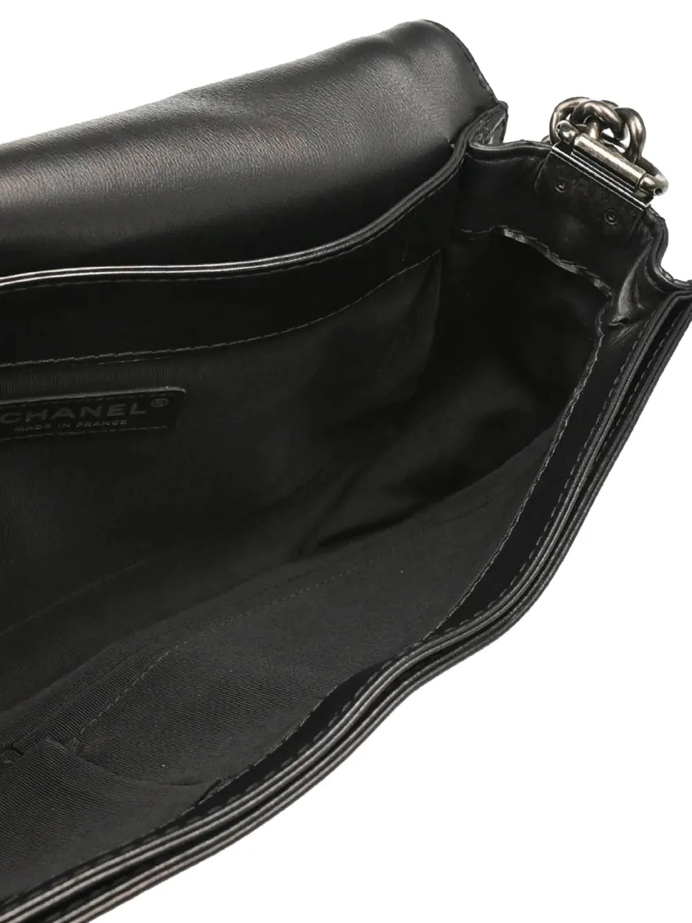 Pre-owned Chanel 2014 Medium Boy Reverso  Quilted Lambskin Shoulder Bag In Black