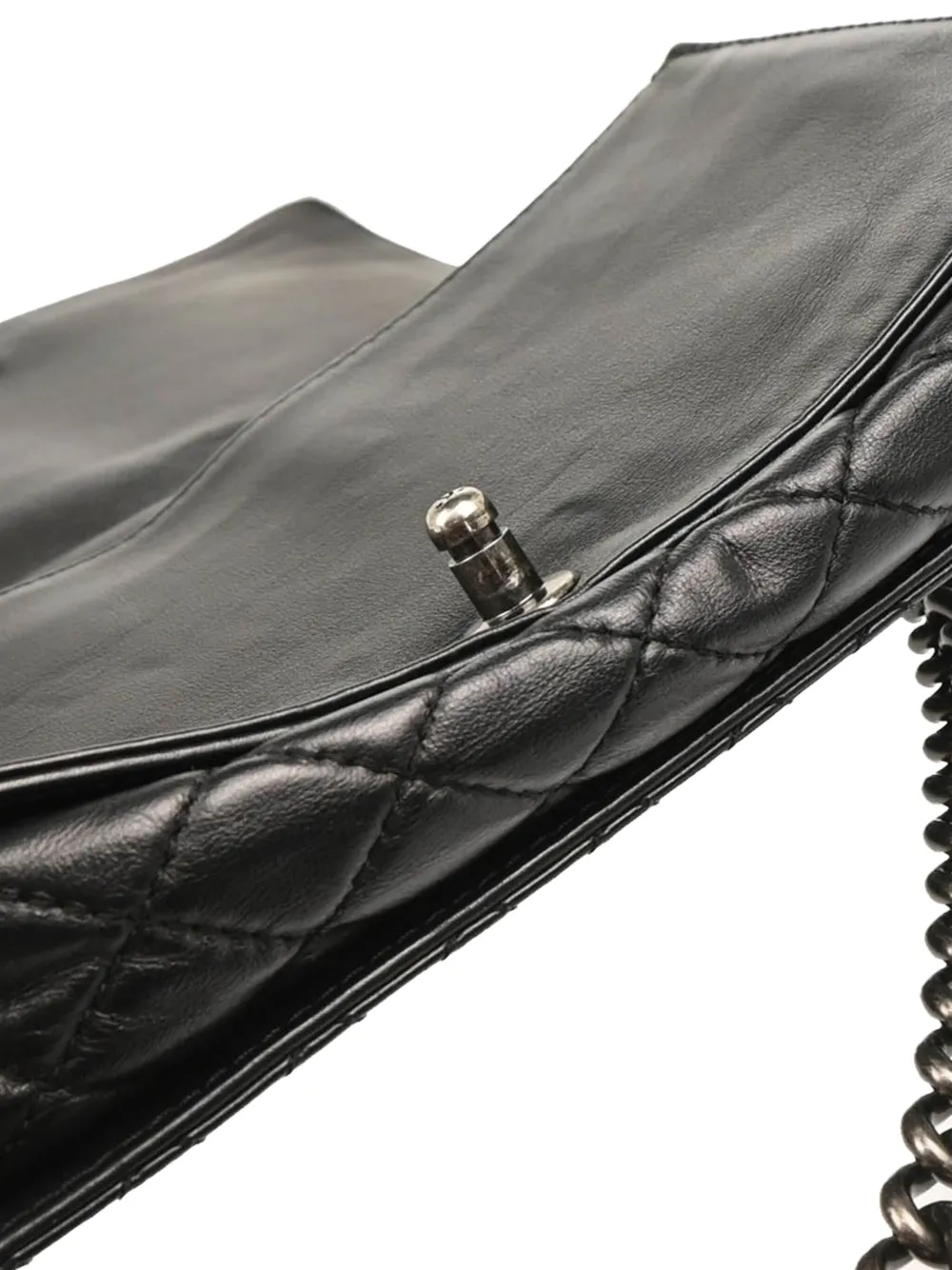 Pre-owned Chanel 2014 Medium Boy Reverso  Quilted Lambskin Shoulder Bag In Black