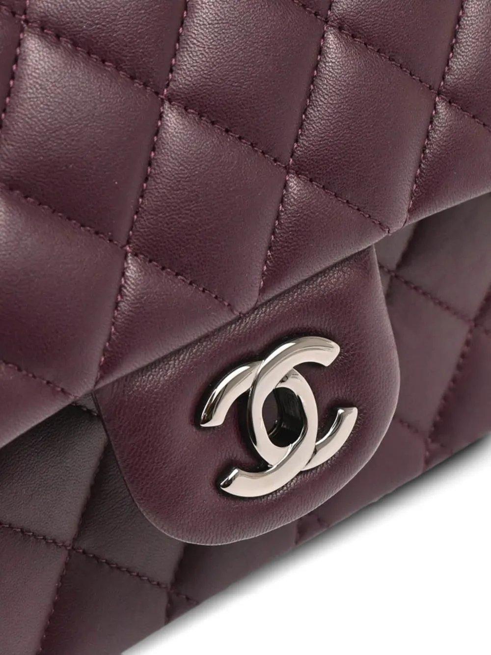 Pre-owned Chanel 2011 Medium Classic Flap Quilted Lambskin Shoulder Bag In Purple