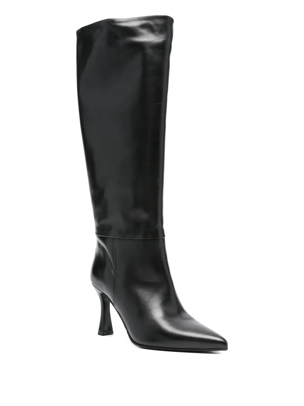 Evaluna 90mm pointed-toe leather knee-high boots Black
