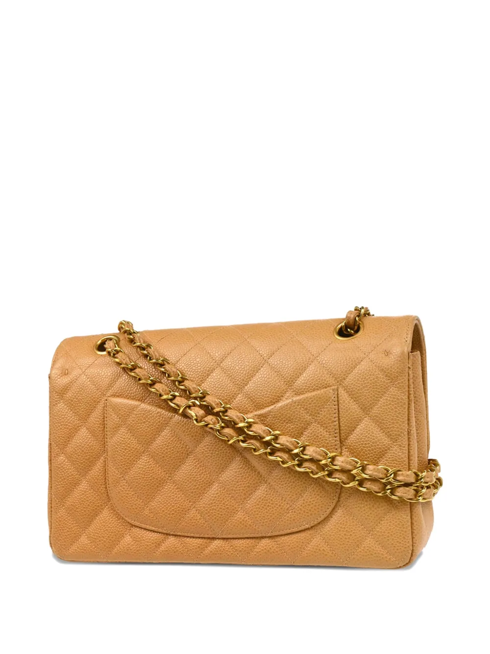 Pre-owned Chanel 1995 Medium Double Flap Leather Shoulder Bag In Neutral