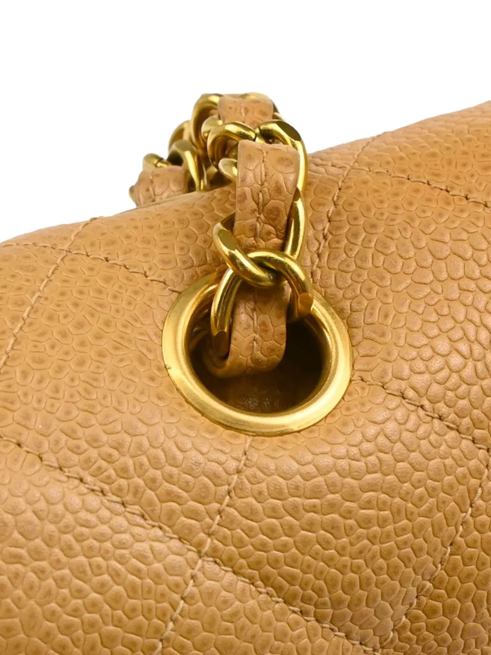 Pre-owned Chanel 1995 Medium Double Flap Leather Shoulder Bag In Neutral