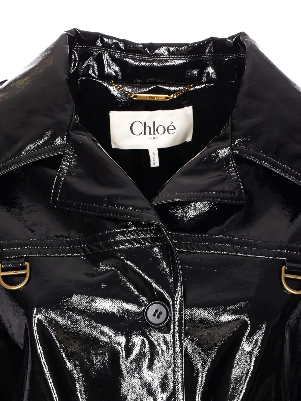 Chloé Lakleren jack met ceintuur Zwart