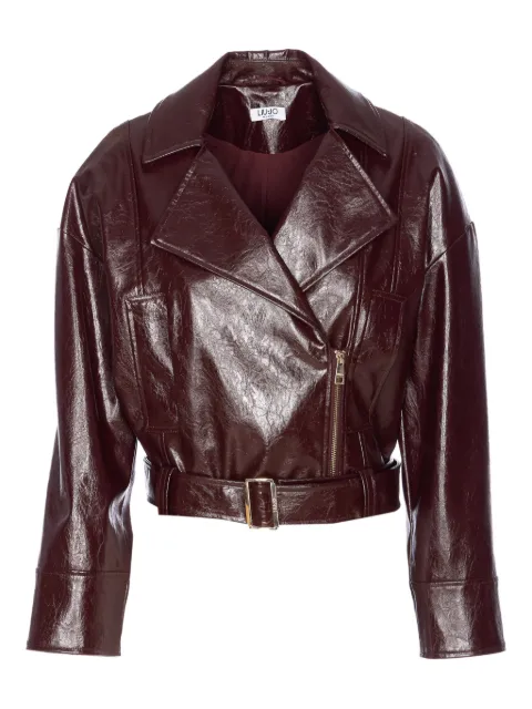 LIU JO belted faux-leather jacket