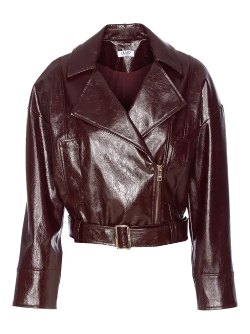 Veste en cuir artificiel à taille ceinturée - LIU JO - Modalova