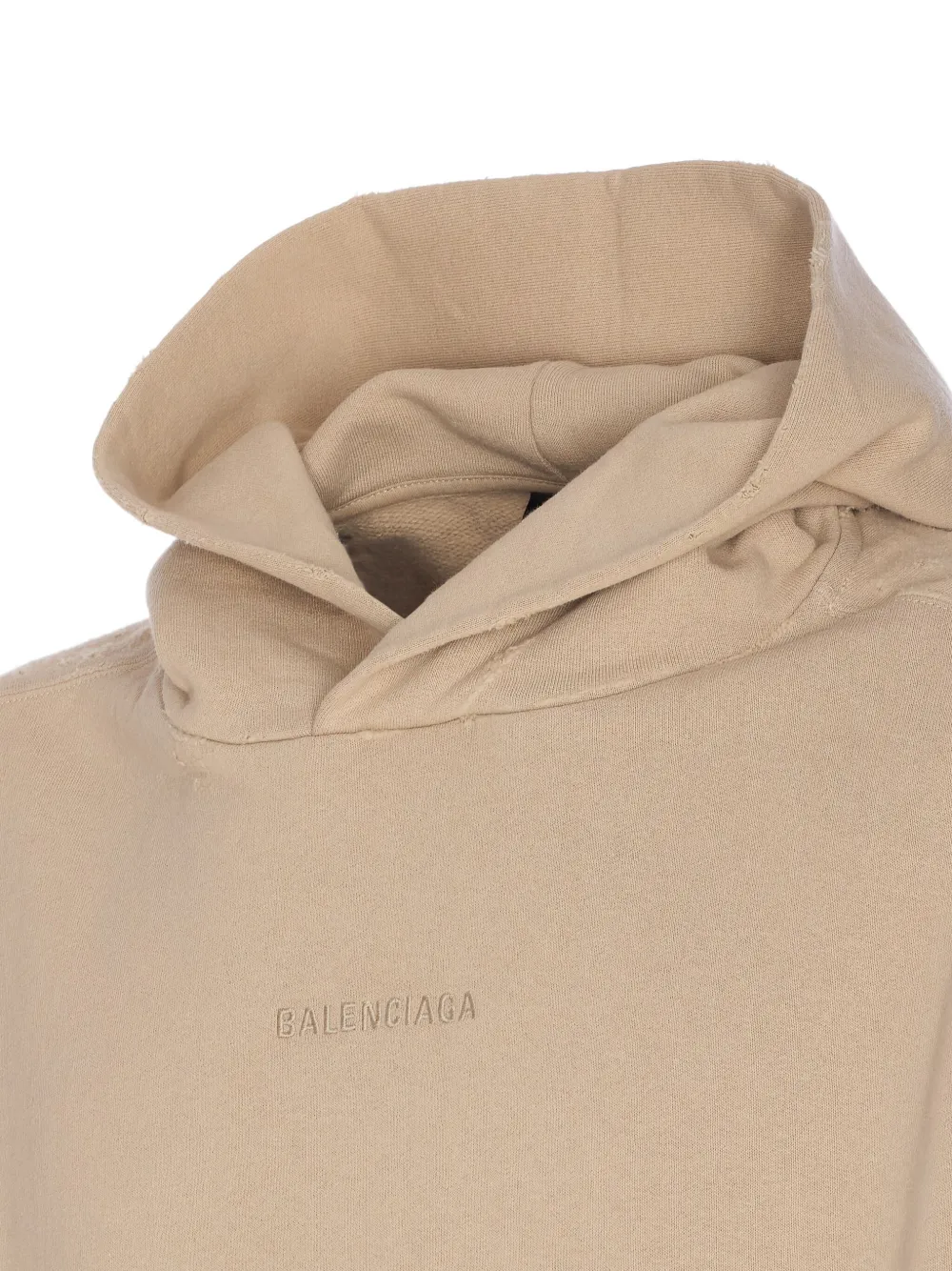 Balenciaga logo-embroidered kangaroo-pocket hoodie Beige