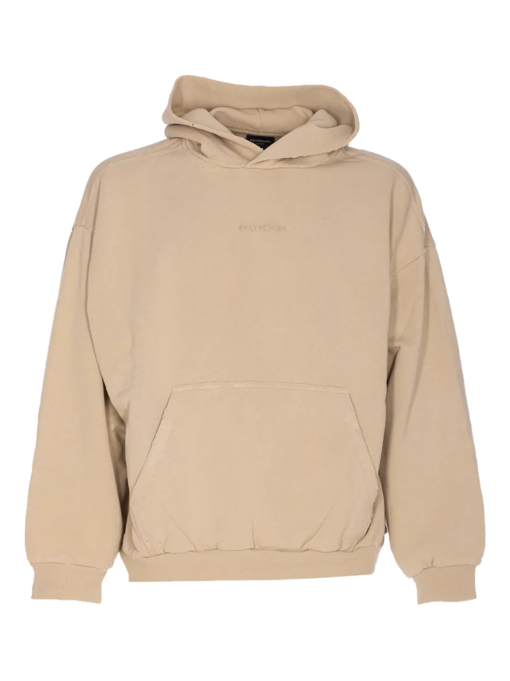 Balenciaga logo-embroidered kangaroo-pocket hoodie Beige