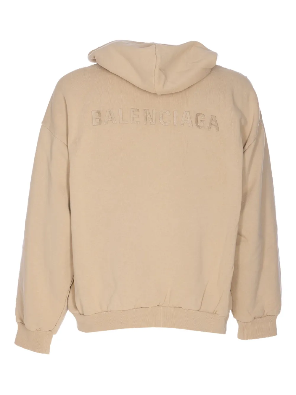 Balenciaga logo-embroidered kangaroo-pocket hoodie Beige