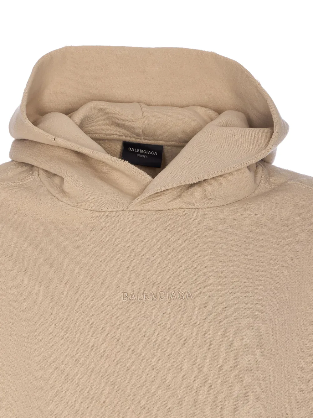 Balenciaga logo-embroidered kangaroo-pocket hoodie Beige